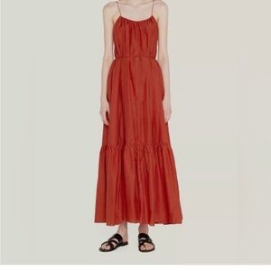 MATTEAU tiered organic cotton and silk-blend maxi dress US 4